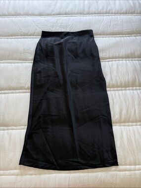 Black Midi Satun Pencil Skirt - Women